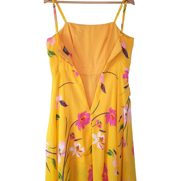 Vince Camuto Yellow Chiffon Fit and Flare Floral Dress - Picture 8 of 13